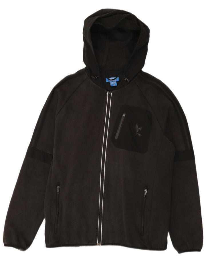 Maglione con cappuccio e zip Adidas da uomo grande in cotone nero