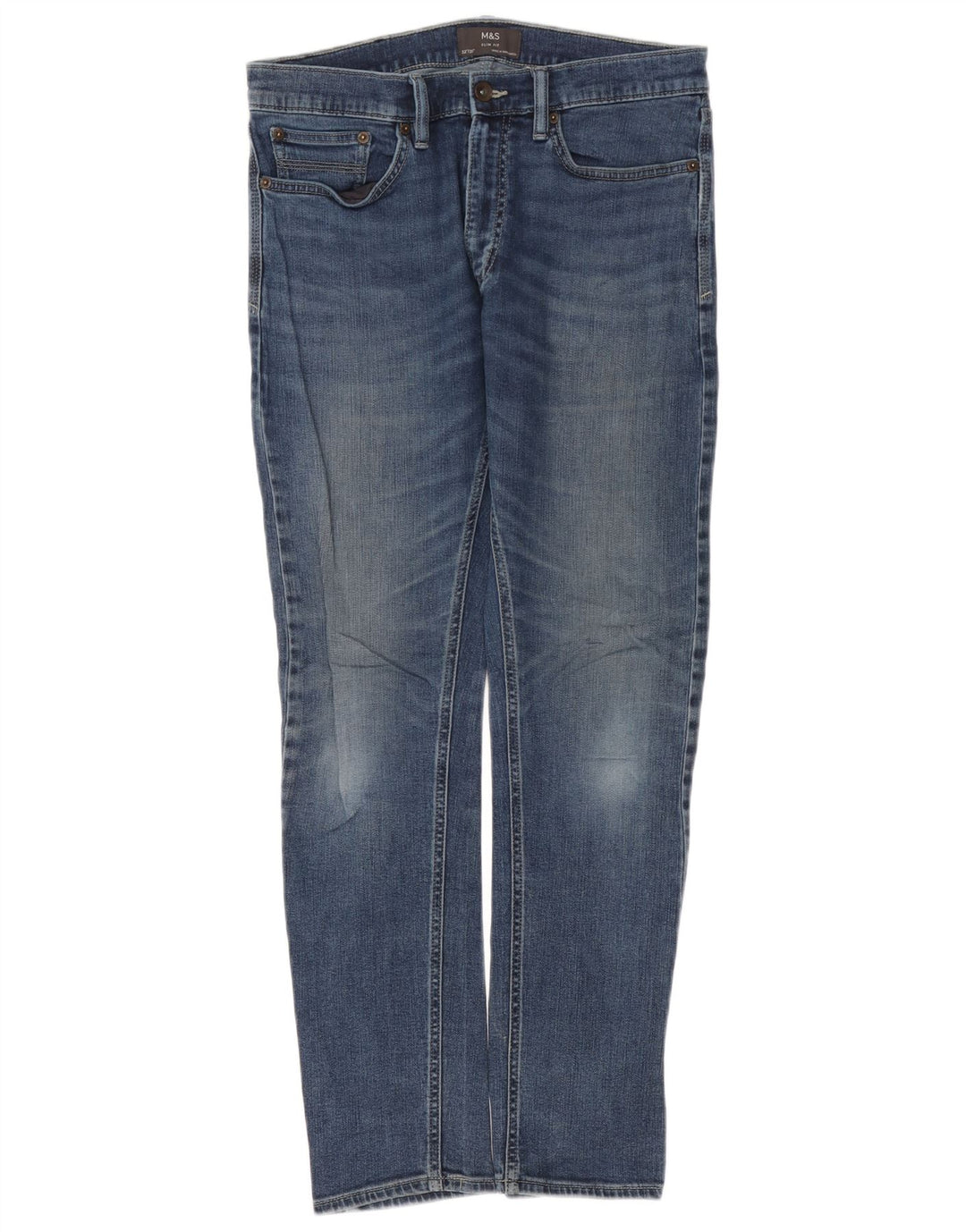 Jeans slim da uomo Marks & Spencer W32 L31 cotone blu