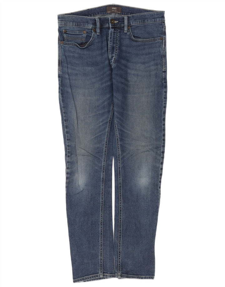Jeans slim da uomo Marks & Spencer W32 L31 cotone blu