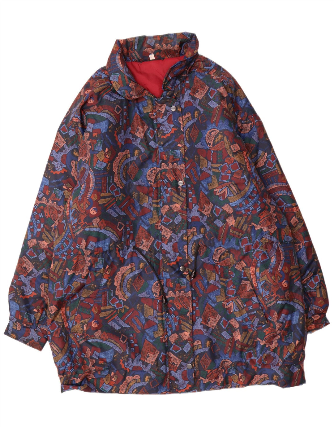 Cappotto giacca a vento da donna VINTAGE UK 16 Grande motivo geometrico multicolore