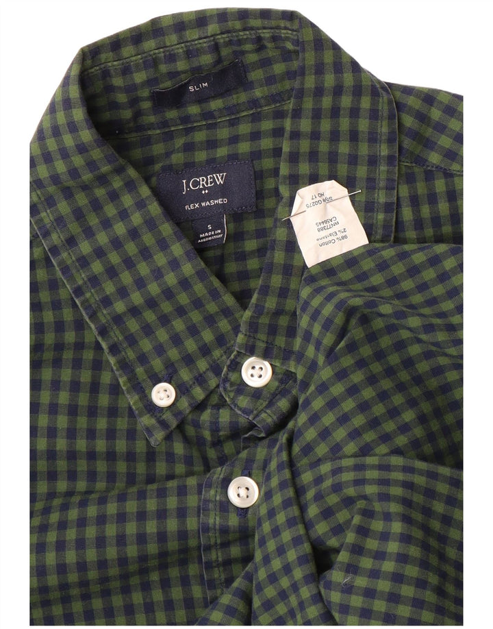 J. CREW Camicia slim da uomo in cotone a quadri verdi piccoli