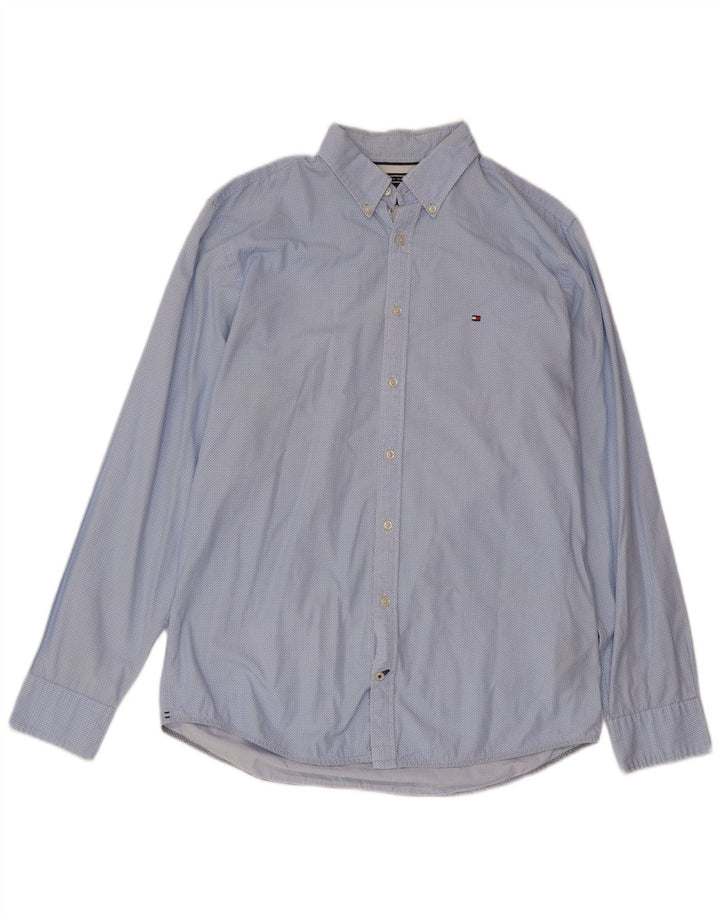 Camicia da uomo Regular Fit Tommy Hilfiger in cotone maculato blu medio