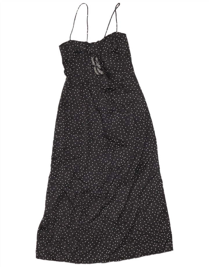 Abito sottoveste da donna Zara UK 12 poliestere medio a pois nero