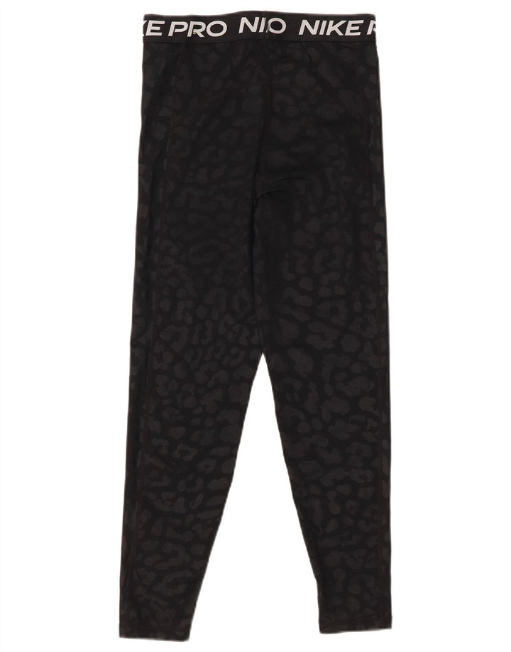 Leggings Capri grafici da donna Nike UK 8 piccolo poliestere nero con stampa animalier