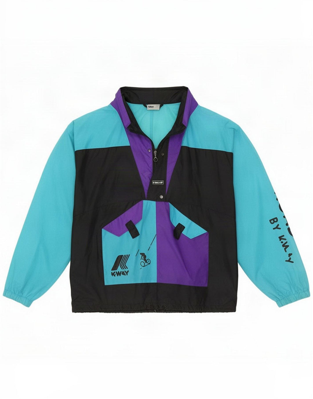 K-Way Giacca antipioggia da uomo con pullover grafico UK 40 Large Nero Colourblock
