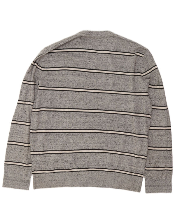 Maglione da uomo girocollo Gap in cotone a righe grandi grigie