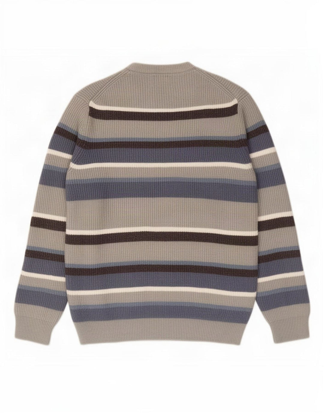 Maglione maglione girocollo da uomo Marks & Spencer grande poliestere a righe grigie