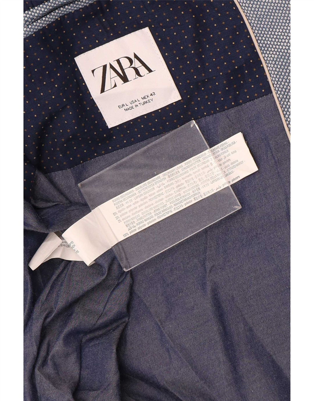 Giacca blazer da uomo a 2 bottoni Zara UK 40 grande cotone blu