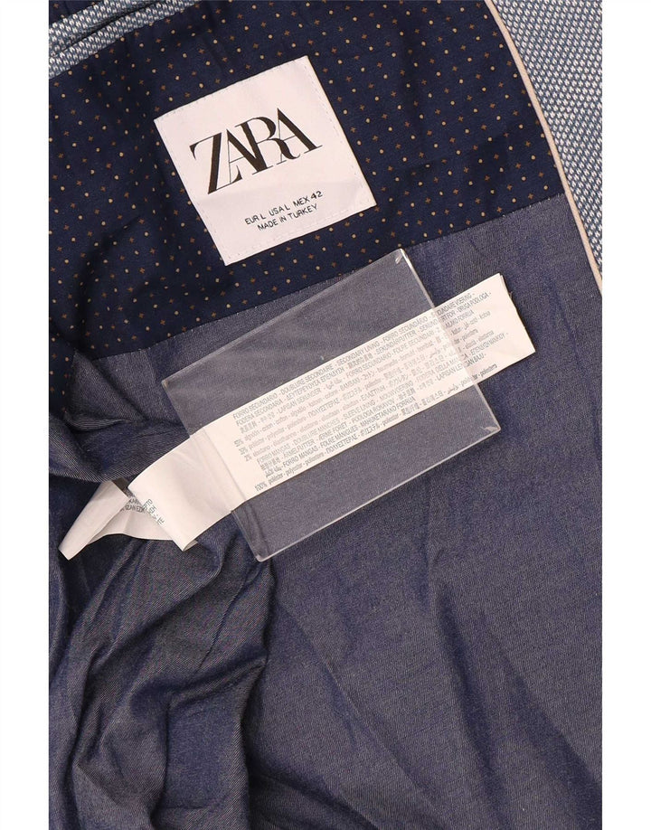 Giacca blazer da uomo a 2 bottoni Zara UK 40 grande cotone blu