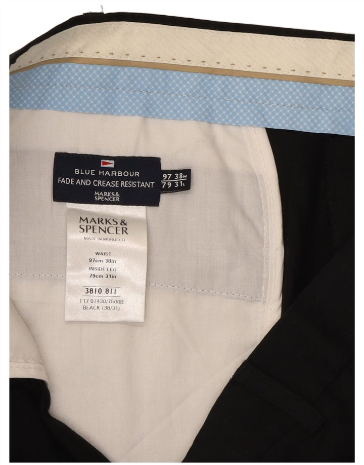 Pantaloni da abito dritti Marks & Spencer da uomo blu Harbour W38 L31 neri