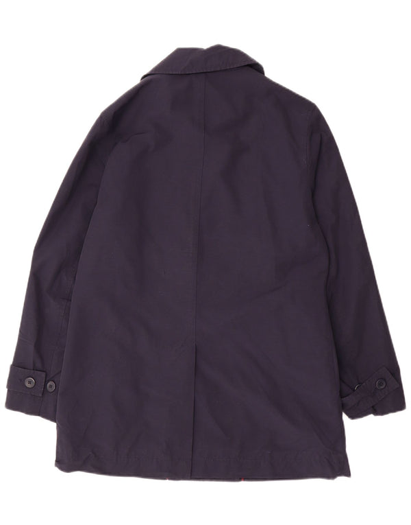 EDDIE BAUER Womens Petite Oversized Pea Coat UK 6 XS Navy Blue Cotton