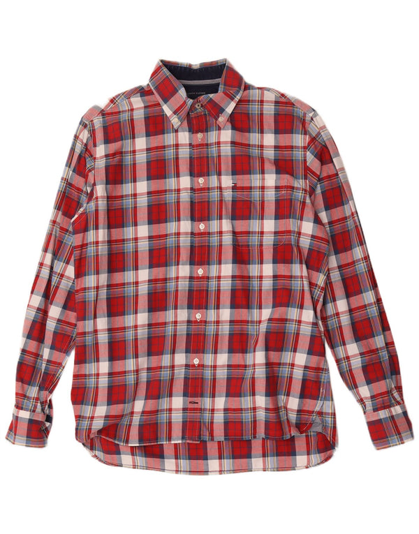 Camicia da uomo Tommy Hilfiger in cotone a quadri rossi medi