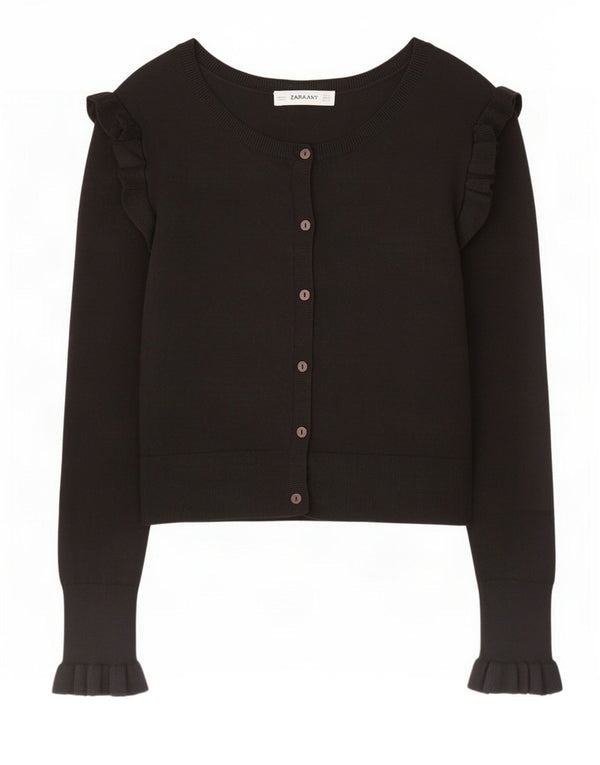 Maglione cardigan da donna Zara UK 10 piccolo in viscosa nera