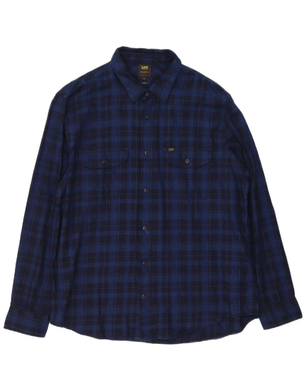 Lee Camicia da uomo in flanella dalla vestibilità rilassata Indaco XL in cotone a quadri blu navy