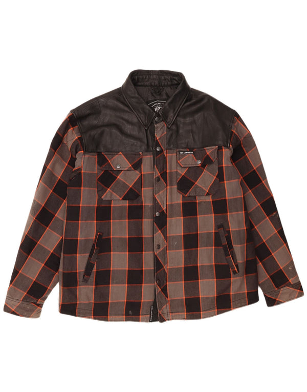 Camicia da boscaiolo vintage da uomo 2XL in cotone a quadri grigi