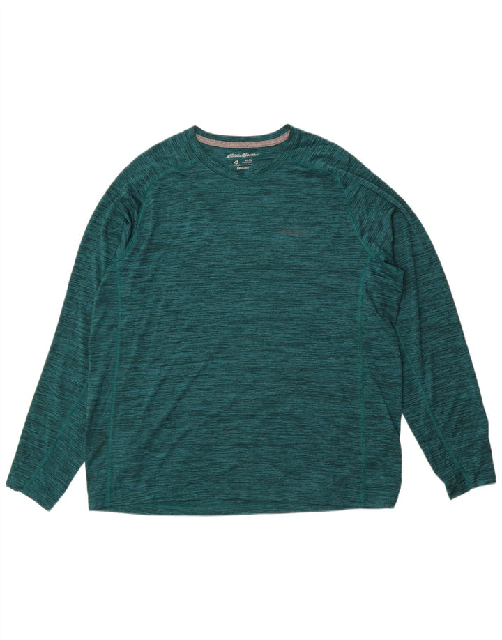 Eddie Bauer Maglia da uomo a maniche lunghe XL in poliestere chiazzato verde