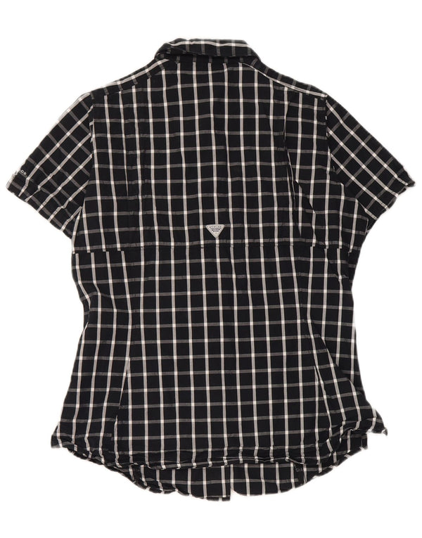 Camicia a maniche corte da donna Columbia UK 8 Small Black Plaid Cotton Sports