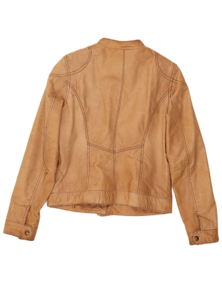 Giacca in pelle da donna vintage UK 12 Pelle beige media