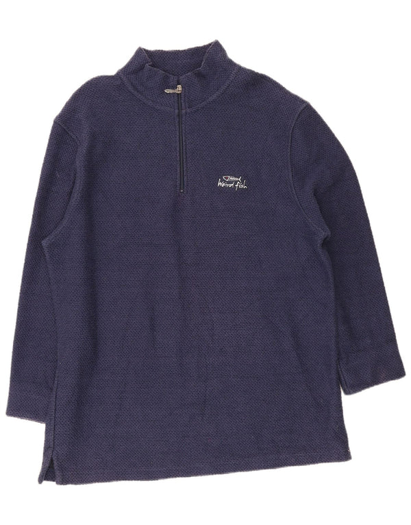 Felpa con collo con zip da uomo Weird Fish 2XL cotone blu navy
