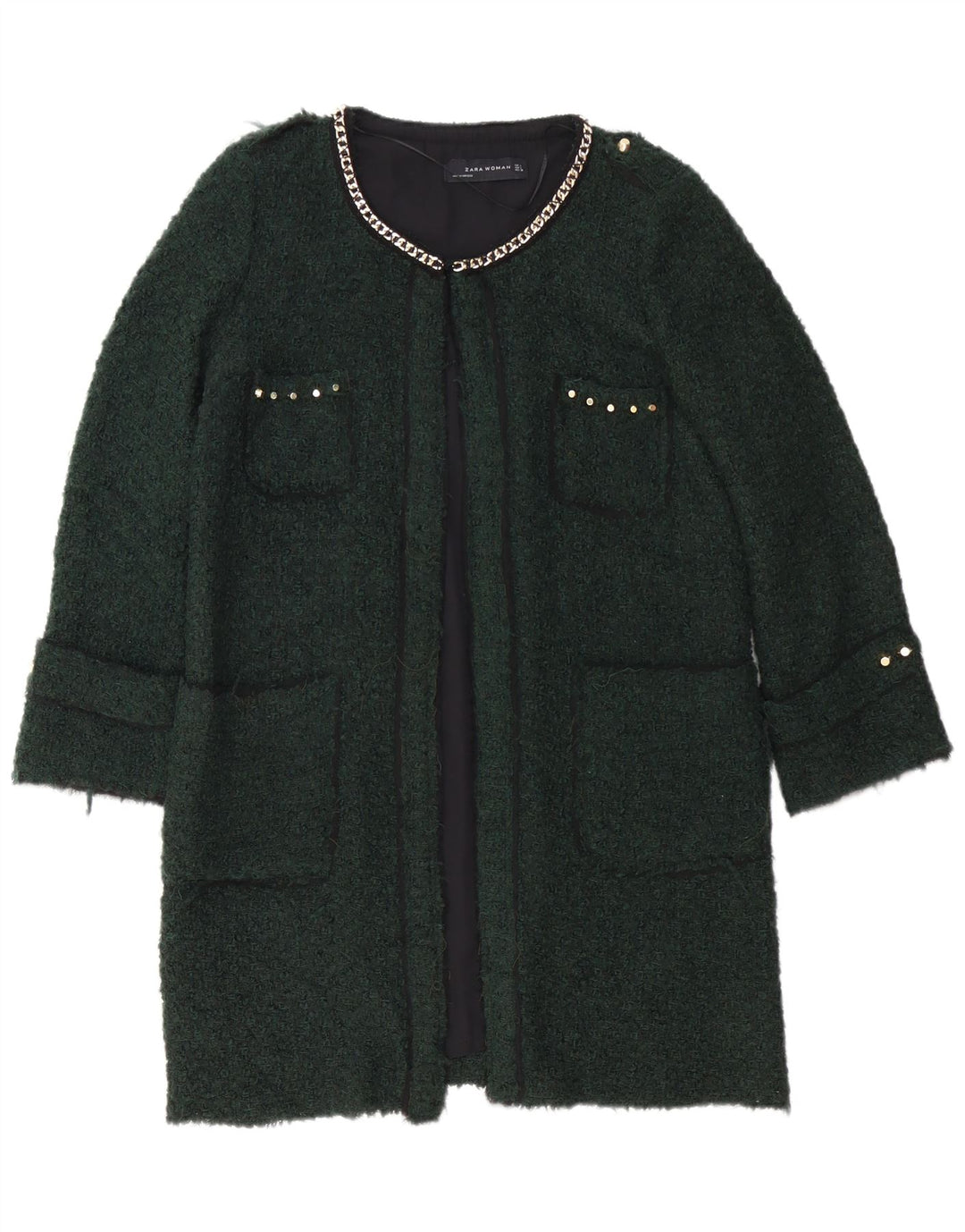 Cappotto Zara da donna UK 16 grande acrilico verde