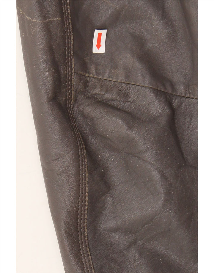 VINTAGE Womens Leather Jacket UK 18 XL Grey Leather Vintage Vintage and Second-Hand Vintage from Messina Hembry 