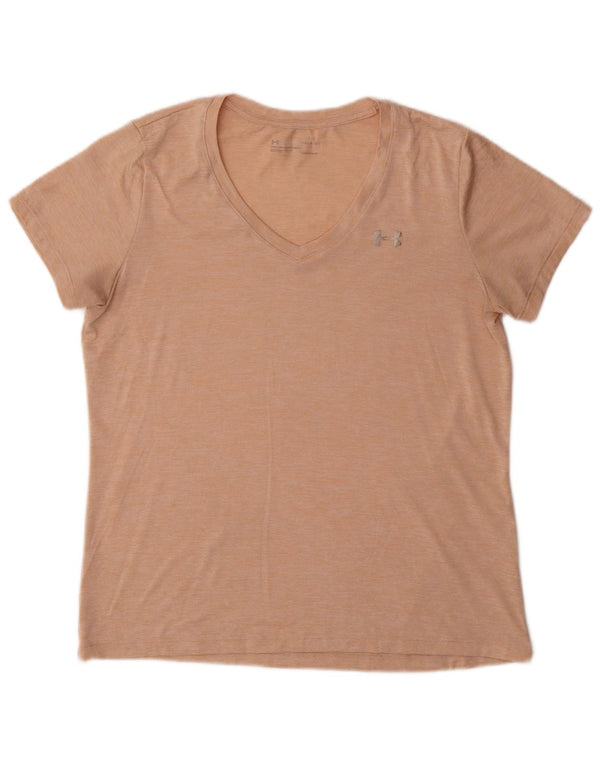 T-shirt Under Armour da donna Heat Gear Top grande rosa screziato