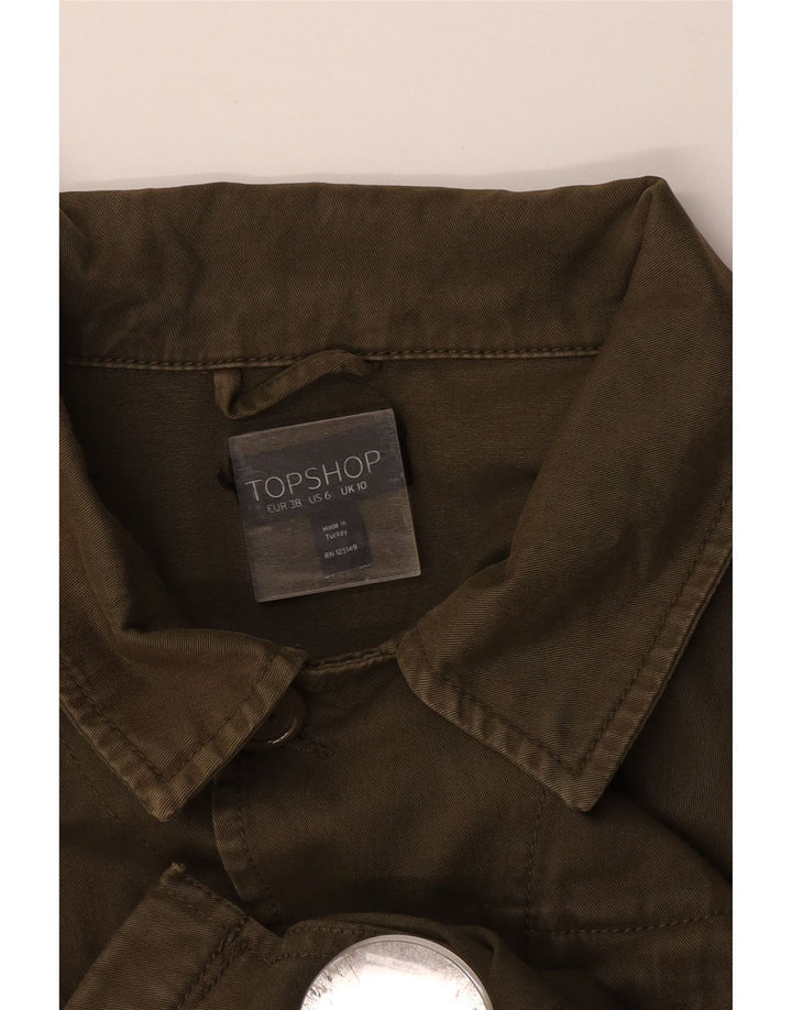 TOPSHOP Giacca militare oversize da donna UK 10 piccola cotone kaki