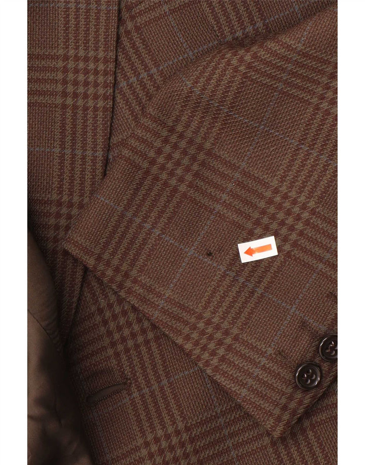 Giacca blazer vintage da uomo a 2 bottoni IT 50 grande lana a quadri marrone