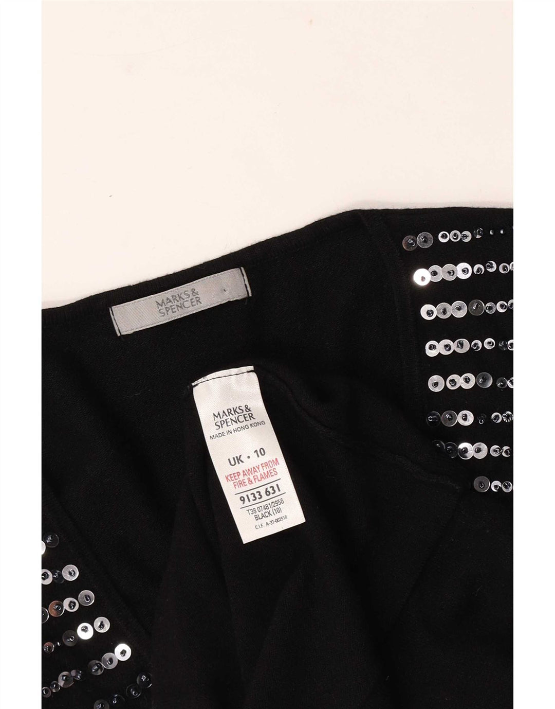 Marks & Spencer Top da donna manica 3/4 UK 10 Small in viscosa nera