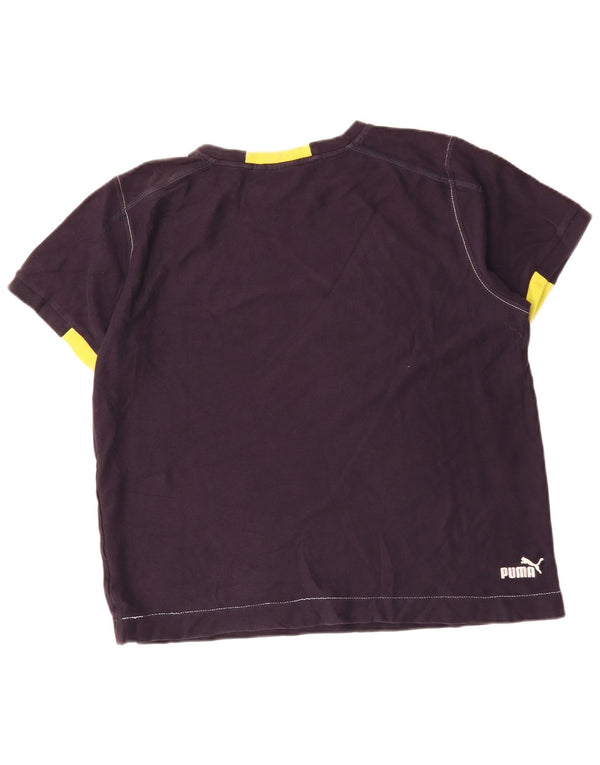 T-shirt grafica da uomo Puma Top Large in cotone color block blu navy