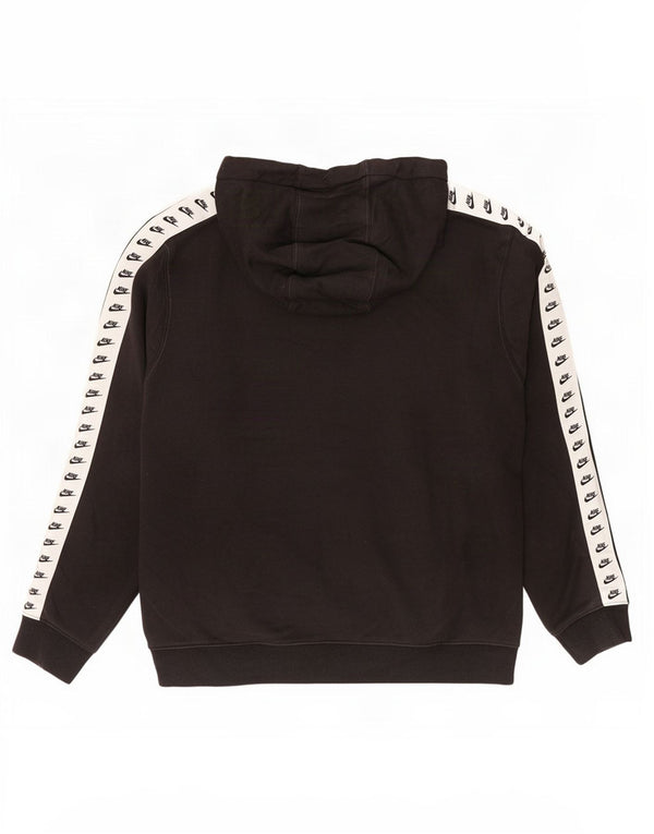 Felpa con cappuccio grafica Nike da uomo in cotone color block medio nero