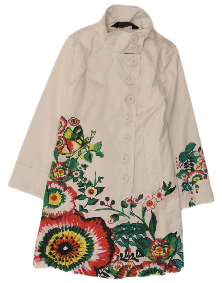 Cappotto da donna Desigual EU 38 cotone floreale bianco medio