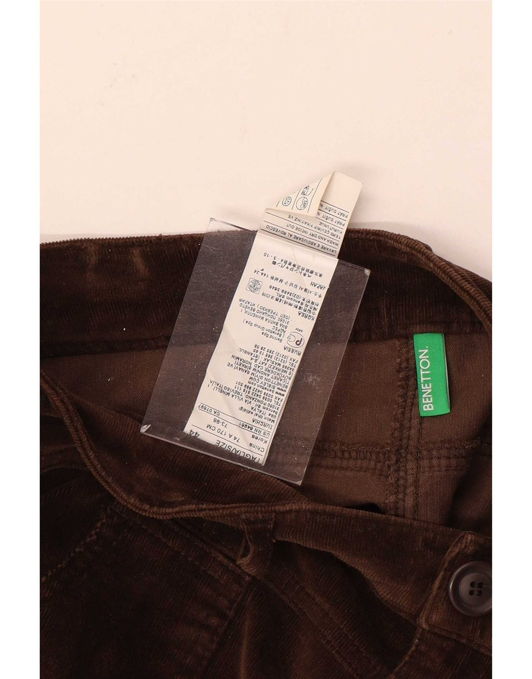 Mini gonna da donna in velluto a coste Benetton IT 44 media W32 cotone marrone