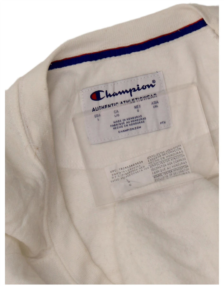 Felpa grafica da donna Champion, maglione UK 16, grande, poliestere bianco