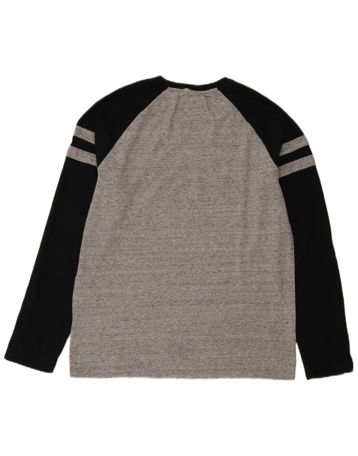 Top da uomo Superdry a maniche lunghe XL in cotone color block grigio