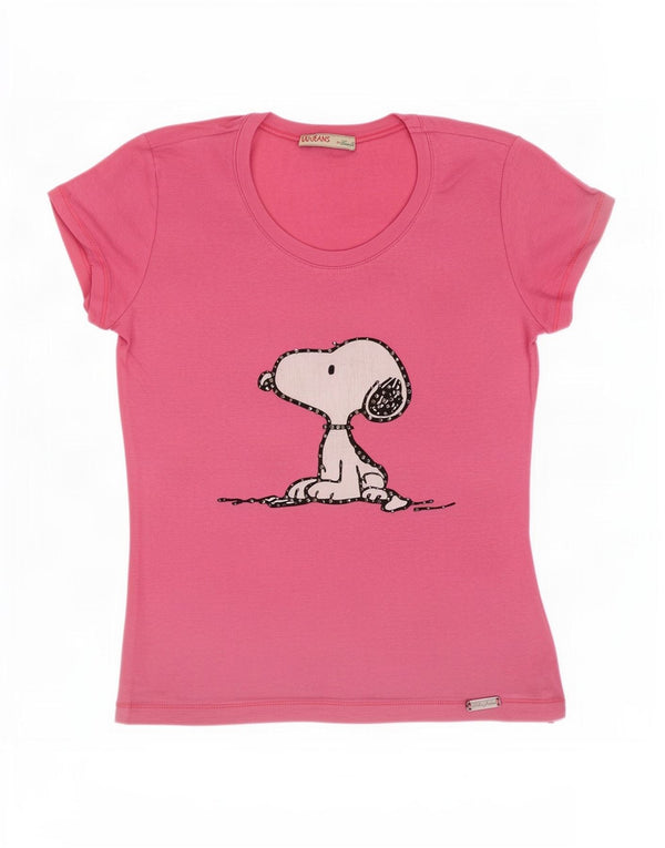 T-shirt grafica da donna Liu Jo Top UK 12 cotone rosa medio