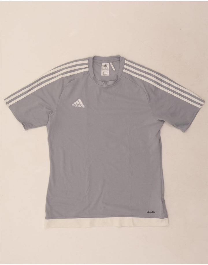 T-shirt Adidas Climalite da uomo Top in poliestere color block grigio medio