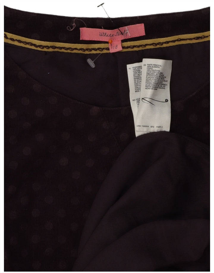 WHITE STUFF Abito tubino senza maniche da donna UK 18 XL Viola a pois