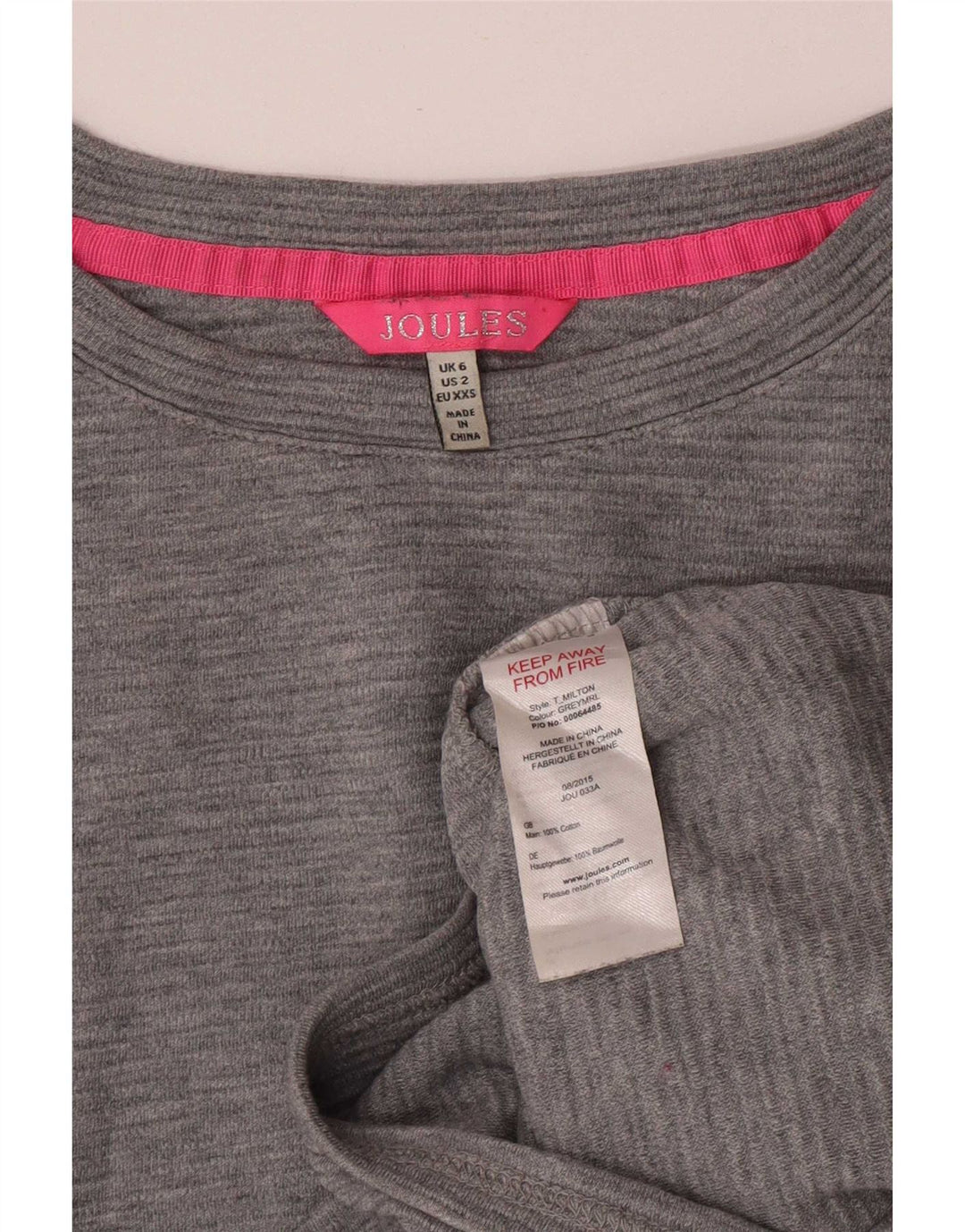 Joules Top oversize da donna a maniche lunghe UK 6 XS Cotone grigio