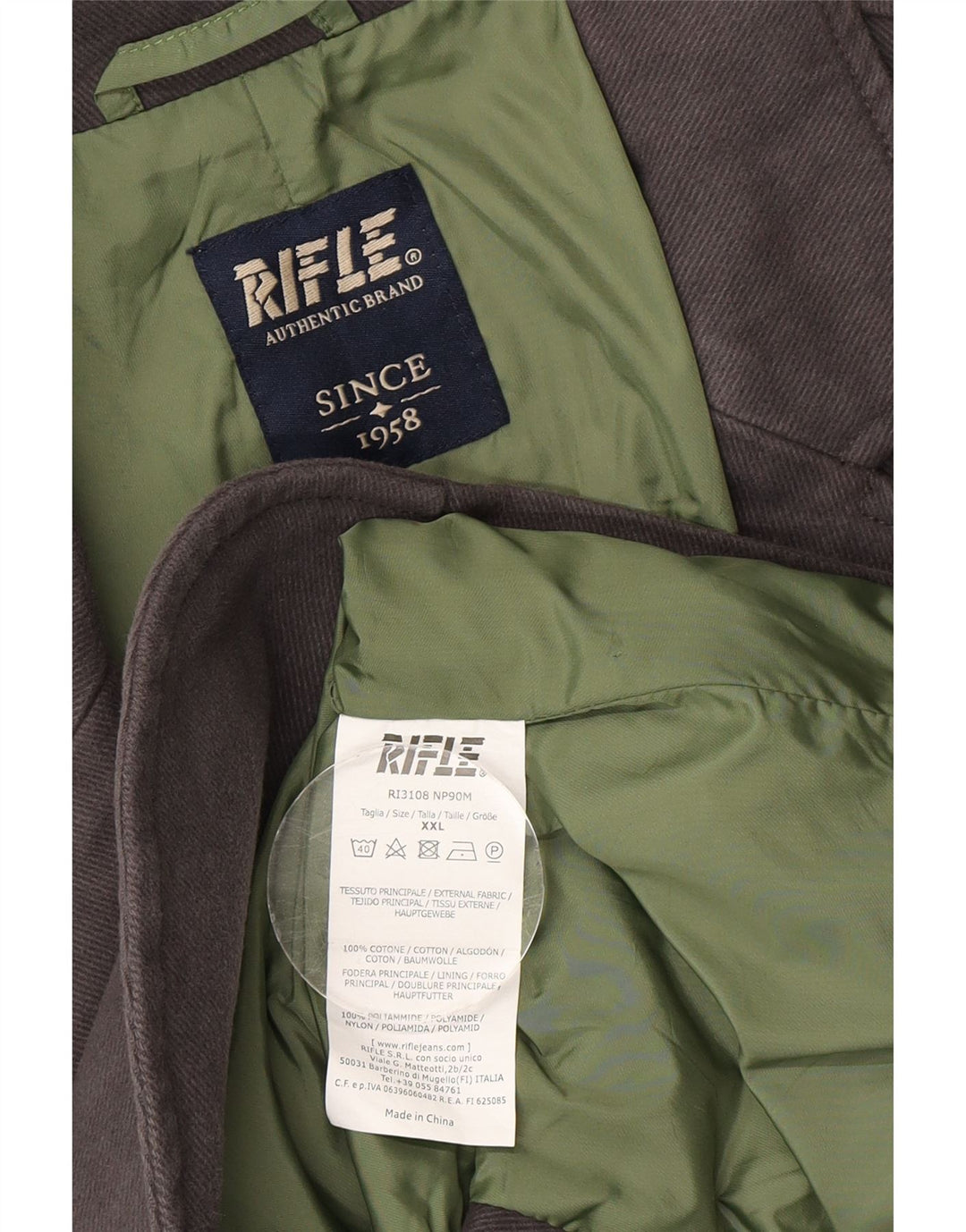 Giacca blazer da uomo a 2 bottoni Rifle UK 44 2XL Cotone grigio