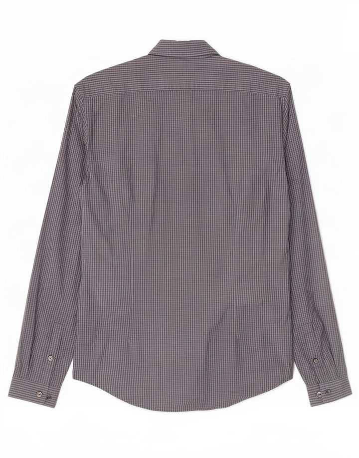 Camicia slim fit da uomo Calvin Klein taglia 39 15 1/2 cotone a quadretti blu medio