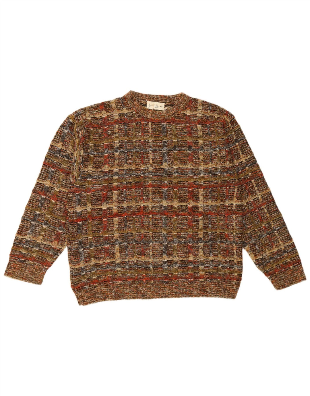 Maglione girocollo uomo Gianni Sgarbi IT 48 Lana a quadri marrone medio
