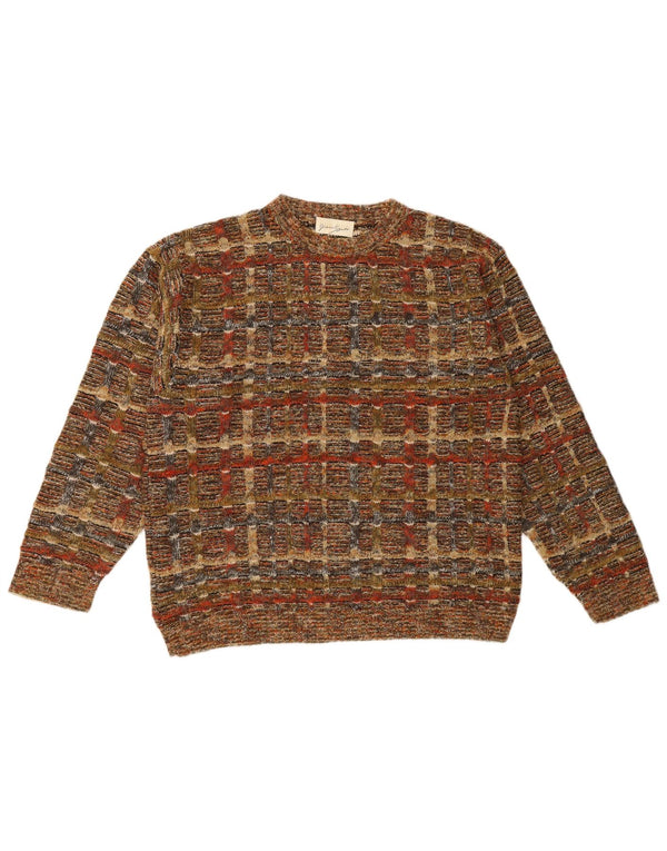 Maglione girocollo uomo Gianni Sgarbi IT 48 Lana a quadri marrone medio