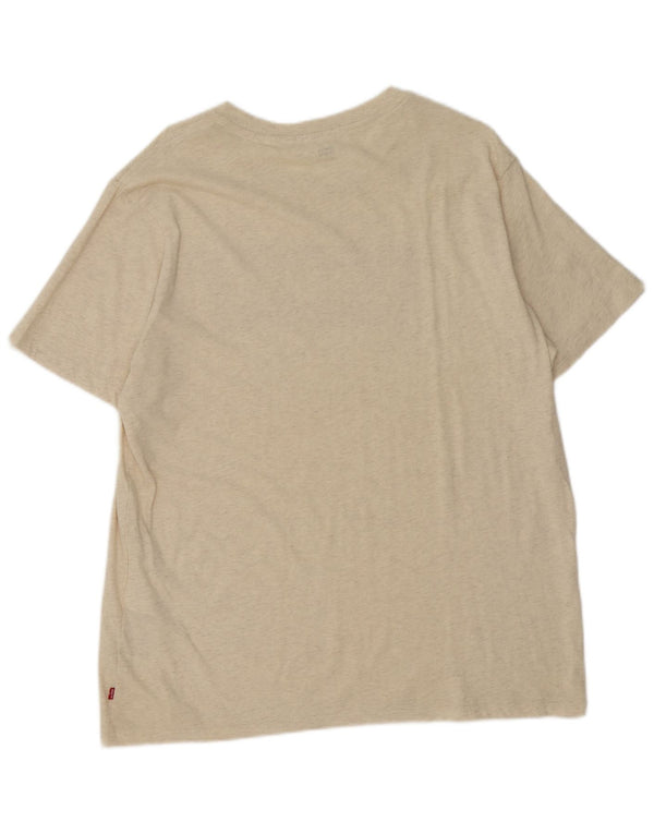 T-shirt grafica da donna Levi's Top UK 18 XL cotone screziato bianco sporco