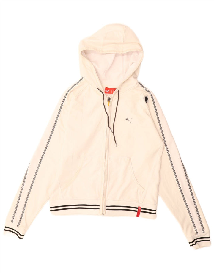 Maglione con cappuccio e zip corta da donna Puma UK 12 Medio Bianco