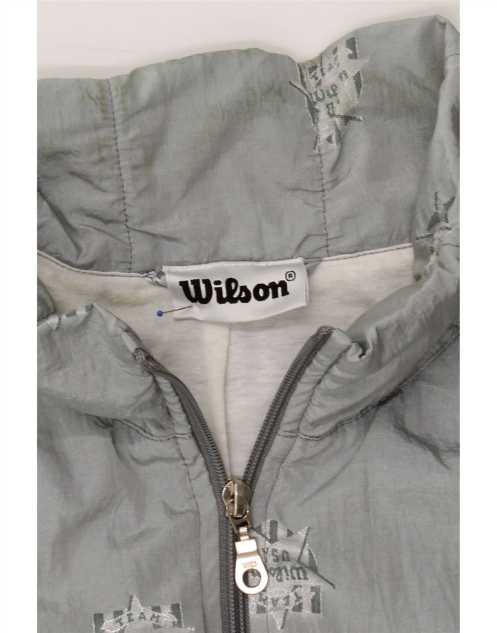 WILSON Mens Graphic Gilet IT 50 Large Grey Polyester Vintage Wilson and Second-Hand Wilson from Messina Hembry 