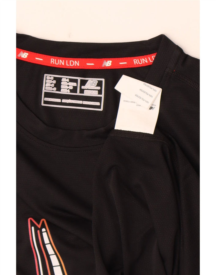 T-shirt grafica da uomo New Balance Top in poliestere nero medio