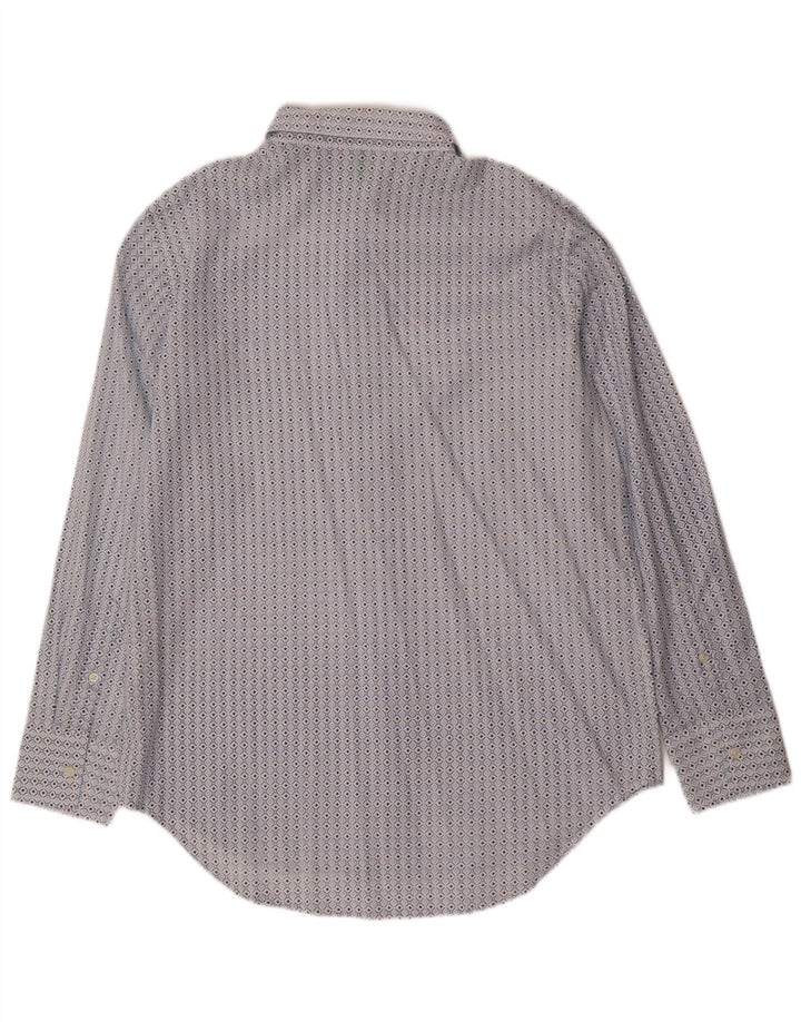 Camicia Benetton Donna Small Blu Geometrica Cotone