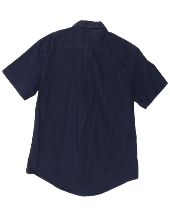TOMMY HILFIGER Camicia a maniche corte da uomo in cotone blu navy medio