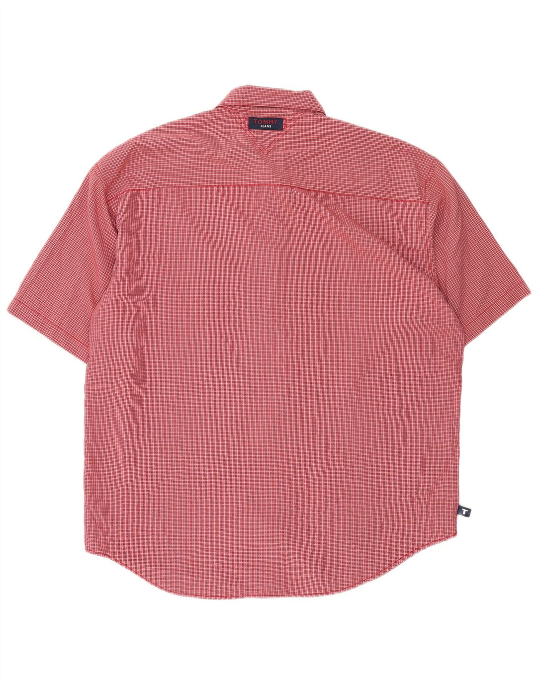 Camicia a maniche corte da uomo Tommy Hilfiger XL poliestere a quadretti rosso